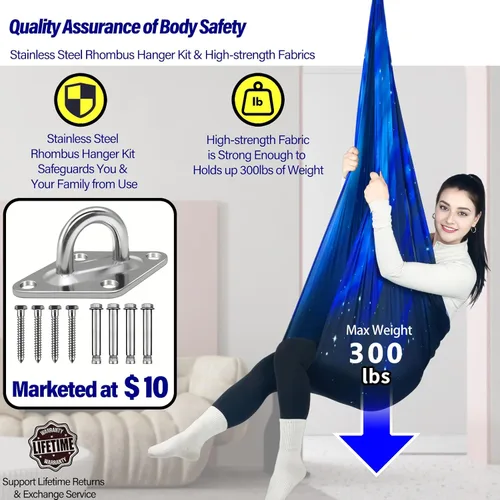 Miniatura 3 de Columpio Sensorial para Niños Soporta hasta 300 libras Interior y Exterior Columpio de Terapia Abrazador con Kit Colgador de Ganchos para Hamaca