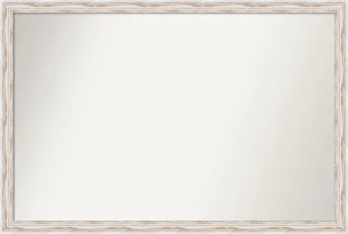 Miniatura 272 de Amanti Art Espejo de baño blanco para sobre el fregadero, 30 x 35 pulgadas, espejo de tocador rectangular estrecho de Eva de oro blanco, marco