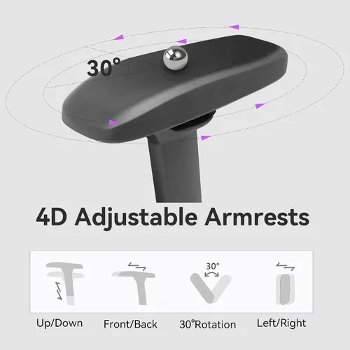 Miniatura 7 de Silla para juegos con reposabrazos ajustables 4D, reclinable de 170° y capacidad de 320 libras, silla ergonómica de computadora de respaldo alto