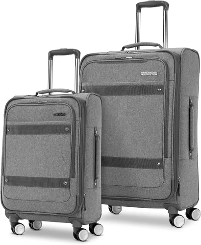 AMERICAN TOURISTER Whim Softside - Maleta expandible con ruedas giratorias, Gris (Dove Grey), Juego de 2 piezas (maleta de manomediana), Whim