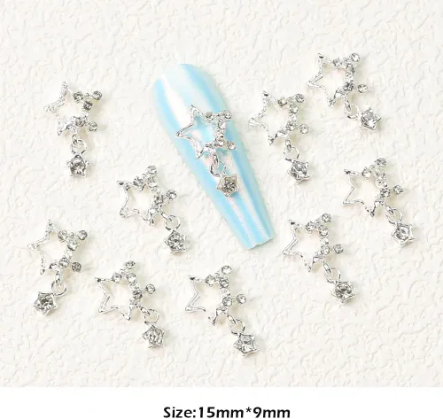 Miniatura 2 de Dijes de uñas de estrella, 20 piezas de estrellas de diamantes de imitación 3D para diseños de uñas, accesorios de bricolaje Star-1