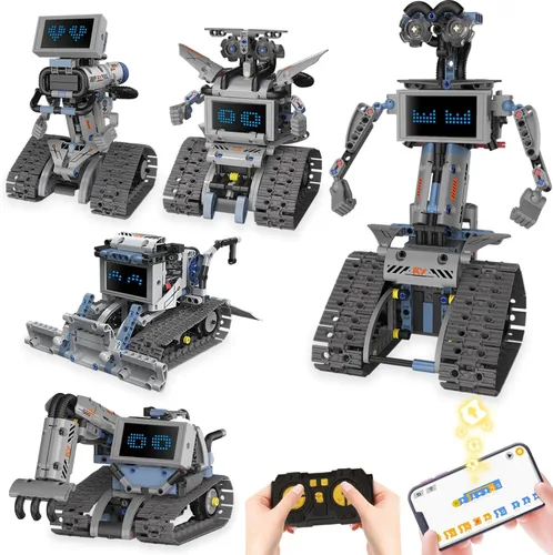 Miniatura 9 de Kit de construcción de robot con aplicación/control remoto, regalos STEM para niños de 6 a 16 años, juguetes robóticos de codificación técnica
