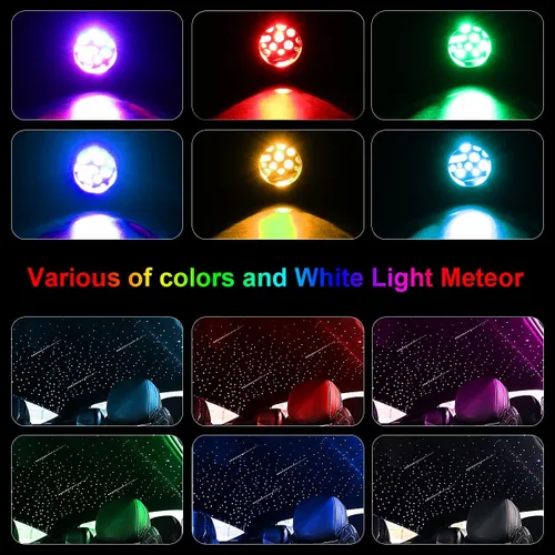Miniatura 3 de AKEPO Kit de Luces de Fibra Óptica Twinkle Meteor APP de Tamaño Pequeño 16W, Estrella Fugaz+RGBW Activado por Música 550pcs 0.03in/0.75mm 9.8ft/3m