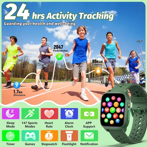 Miniatura 2 de Reloj para niños con 140 modos deportivos, rastreador de fitness para niños de 1.5 pulgadas, reloj inteligente para niñas, no requiere