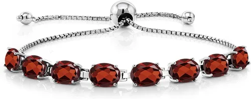 Miniatura 14 de Gem Stone King Pulsera de plata de ley 925 con piedra natal ovalada de 0.276 x 0.197 in para mujer, totalmente ajustable hasta 9 pulgadas