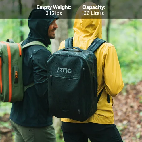 Miniatura 6 de RTIC Mochila ultra seca, bolsas impermeables al aire libre para senderismo, viajes, camping, canotaje, mochilero, 26L Oliva y Naranja