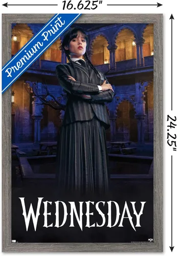 Miniatura 3 de Trends International Wednesday - Póster de pared de retrato, 14.725 x 22.375 pulgadas, versión enmarcada de madera de granero