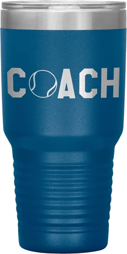 Miniatura 16 de Vaso de entrenador de tenis – Regalo de entrenador de tenis de 30 onzas con aislamiento de acero inoxidable grabado, color negro