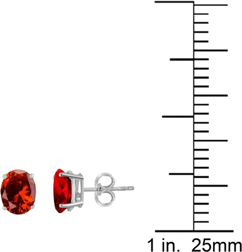 Miniatura 4 de Aretes de tuerca de granate natural de forma ovalada de 0.354 x 0.276 in para mujer para mujer, colección de joyas de boda con piedras preciosas