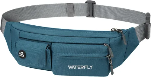 Miniatura 9 de WATERFLY Cangurera cruzada pequeña: 5 bolsillos delgado ligero cinturón cadera bolsa para mujeres hombres bolsa de pecho resistente al agua para Gris