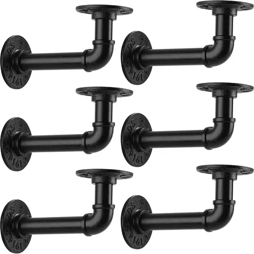 Miniatura 8 de Soporte de estante de tubo de 1/2 pulgada, soporte de estante flotante montado en la pared, soporte de metal colgante de pared punk de vapor