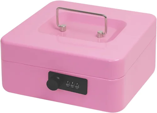 Miniatura 7 de Caja de efectivo de acero seguro con cerradura de combinación y bandeja extraíble, organizador de dinero de metal para uso doméstico y oficina Negro