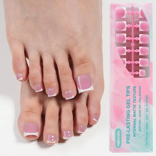Miniatura 17 de Misssix Puntas de uñas de gel francesas negras, 240 piezas de puntas francesas de uñas postizas largas cuadradas, no es necesario limar, puntas 3