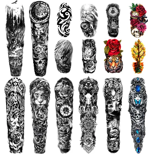 Miniatura 11 de Yazhiji 48 hojas de tatuajes temporales cristianos de brazo completo para adultos, tatuajes falsos de medio brazo religiosos de Jesús Cristo, cruz
