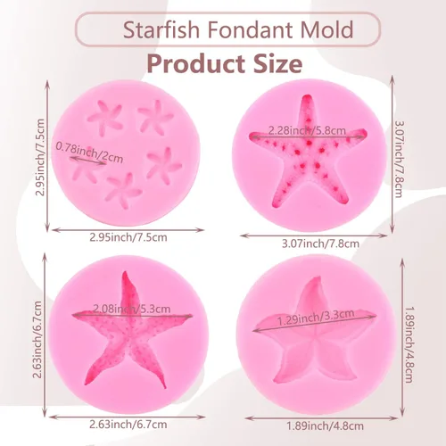 Miniatura 2 de Molde de silicona para fondant de temática marina, molde de silicona para estrellas de mar, mini moldes para hornear para decoración de tartas