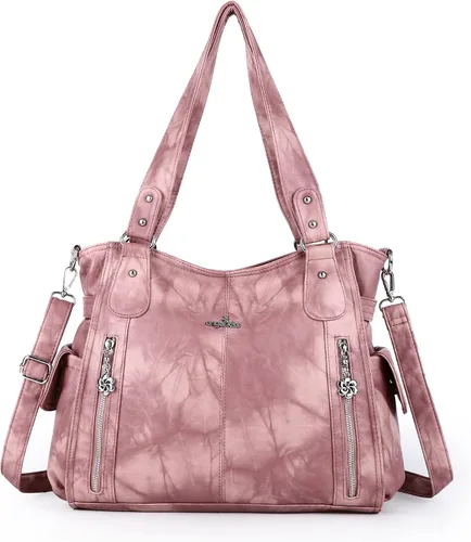 Miniatura 15 de Angel Kiss Bolsos para mujer con tiras en la parte superior, bolso estilo Hobo, bolsas de hombro espaciosas y casuales, cartera estilo Tote de PU