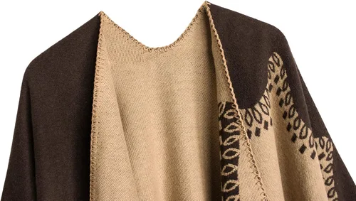 Miniatura 167 de Urban CoCo Poncho de colores para mujer, chal con frente abierto, color en bloques