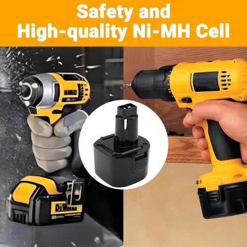 Miniatura 6 de Joiry Batería Ni-MH de repuesto de 9.6 V 3000 mAh con mayor seguridad y mayor tiempo de funcionamiento, compatible con Dewalt DE9061 DE9062 DW9061