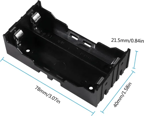 Miniatura 3 de 6 unids 18650 caja de batería titular 2 ranuras x 3.7 V 18650 caja de almacenamiento de batería, en paralelo negro baterías clip caja con pin