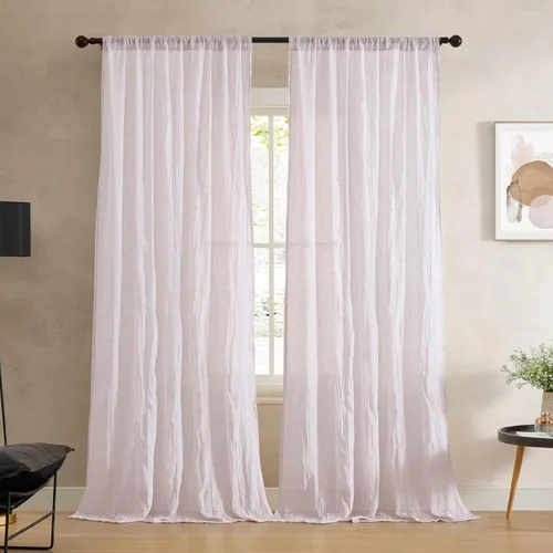 Miniatura 18 de French Connection - Cortina para ventana, juego de 2 paneles, semitransparente, decoración moderna del hogar, cortinas para sala de estar, comedor