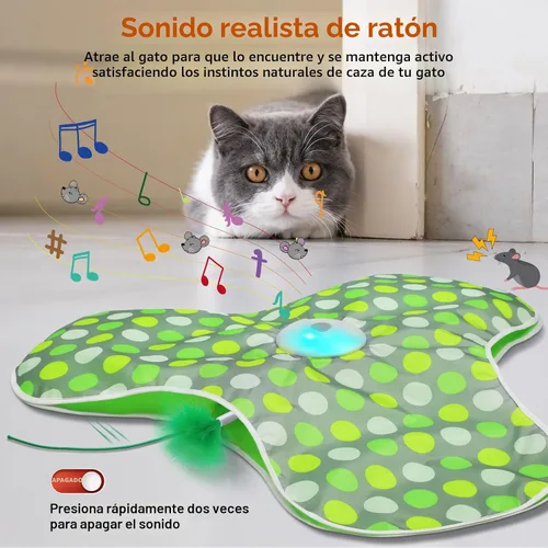 Miniatura 3 de umosis Juguetes interactivos para gatos recargables, moviendo plumas ocultas, chirriante de ratón real, juguete activado por tacto, juguetes