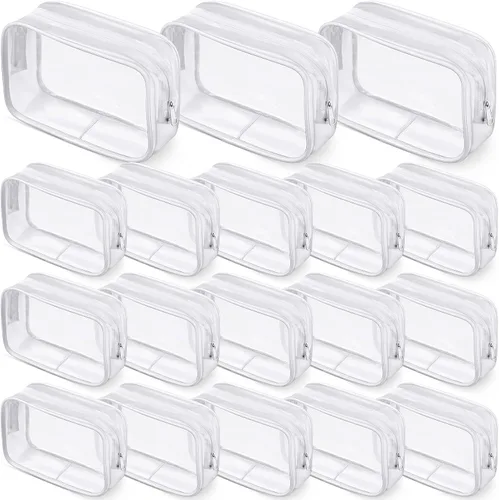 Miniatura 10 de Saintrygo Paquete de 18 bolsas de maquillaje transparentes de 7 x 5 de PVC, bolsas de plástico con cremallera, artículos de tocador portátiles