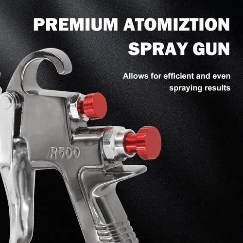 Miniatura 2 de LVLP Pistola de pulverización de aire R500 Premium Kit con boquilla de 1.3/1.5/0.067 in, vaso de plástico de 20.3 fl oz y vasos desechables de 6.8
