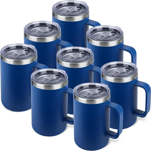 Miniatura 14 de Taza de café aislada de 22 onzas con asa y tapa a prueba de fugas, vaso de viaje de acero inoxidable de doble pared para viajes, oficina, hogar