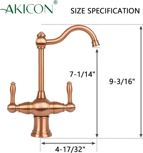 Miniatura 5 de Grifo de filtro de agua potable de cobre de dos asas, grifo de agua caliente y fría de doble palanca para dispensador de tanque de agua caliente