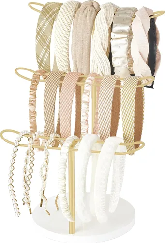 Miniatura 8 de Organizador con soporte para diademas Dahey de metal de 2 niveles, soporte de exhibición para aros para el pelo, organizador para diademas