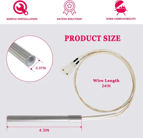 Miniatura 3 de Paquete de 2 encendedores de barra caliente compatibles con parrilla de pellets de madera Pit Boss y Camp Chef, el kit de elementos calefactores