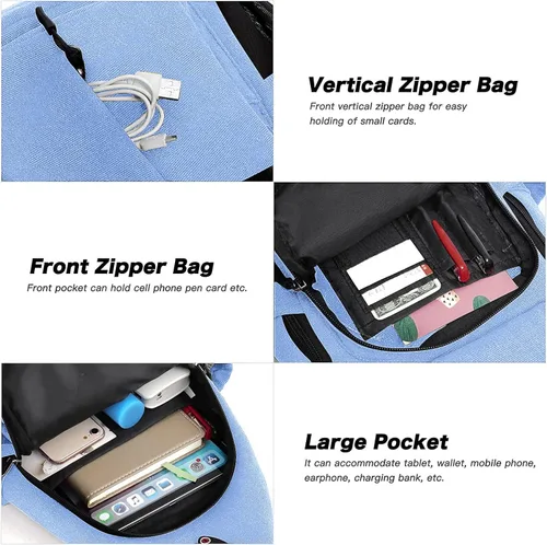 Miniatura 4 de MOSISO Mochila bandolera, mochila cruzada de lona para senderismo con bolsillo antirrobo Azul (Air Blue)