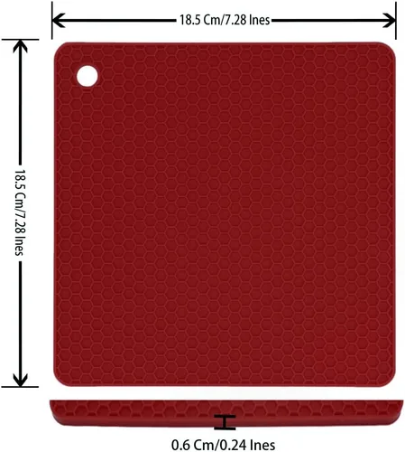Miniatura 2 de Salvamanteles de silicona para platos calientes, ollas y sartenes, almohadillas calientes para cocina, soportes de silicona roja Merlot para cocina