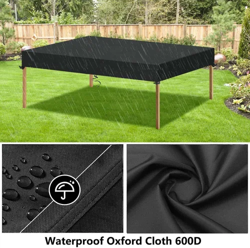 Miniatura 3 de Cubierta de mesa para exteriores, impermeable, 40 pulgadas de largo x 20 pulgadas de ancho x 4 pulgadas de alto, rectangular, 600D, anti-UV