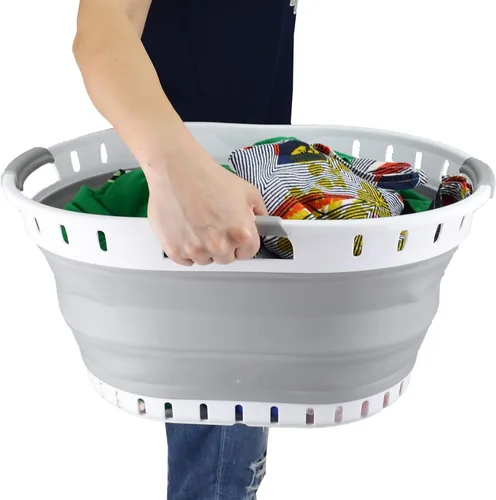 Miniatura 6 de SAMMART Cesta plegable de plástico para la ropa sucia de 25L (6.6 galones), contenedor de almacenamiento plegable y organizador, cesta que ahorra