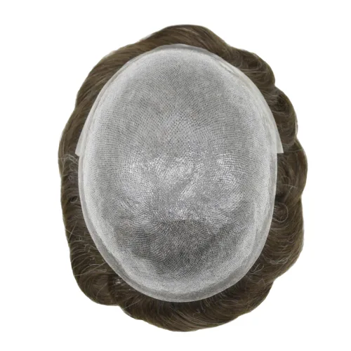 Miniatura 6 de Mens Toupee Hair Piece For Men Real Human Hair Poly Skin Hair Replacement System Toupee For Men Protesis Capilar Para Hombre8x10 densidad de luz
