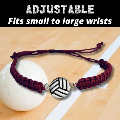 Miniatura 3 de Pulsera con dijes de voleibol Sportybella - Pulseras ajustables con dije de voleibol. Regalos ideales y recuerdos para jugadores de voleibol. Granate