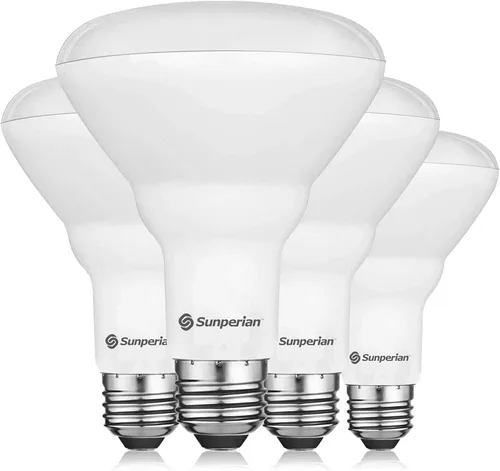 SUNPERIAN Bombilla LED BR30, 8.5 W = 65 W, 4000 K blanco frío, 800 lúmenes, bombillas de inundación regulables para latas empotradas, clasificación