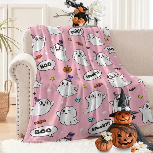 Miniatura 10 de D-Story Manta de vellón de Halloween, manta de calabaza de otoño para sofá, cama, habitación, regalos de Acción de Gracias para niños y adultos, 50