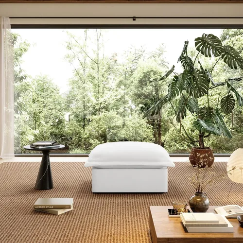 Miniatura 37 de Sofá modular de mezcla de lino para sala de estar, cómodo sofá modular con relleno de plumón, moderno sofá cama convertible con asiento profundo