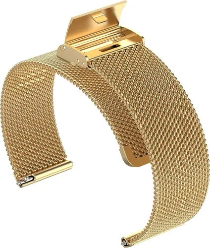 Miniatura 4 de Correa de malla de metal de acero inoxidable compatible con Letsfit IW1 Lite Correa de reloj para mujeres y hombres, correa ajustable de repuesto Oro