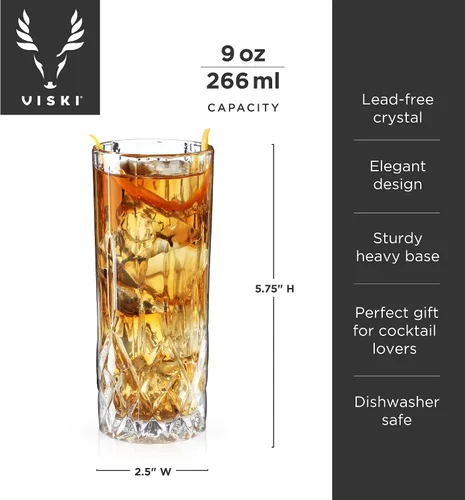Miniatura 3 de Vasos Highball Viski Admiral, Vasos de Cristal para Beber, Cristalería Elegante para Whisky, Vodka, Cócteles, Perfectos para Bares en Casa, Fiestas