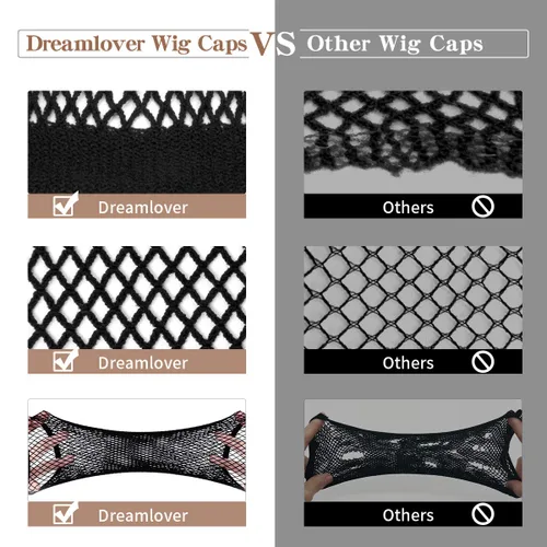 Miniatura 7 de Dreamlover Gorra de malla para cabello largo, gorra de red para peluca, color negro, 3 piezas