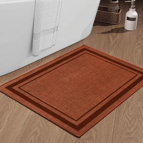 Miniatura 16 de chakme Juego de 2 alfombras de baño ultrafinas, absorbentes, antideslizantes, lavables a máquina, color beige oscuro, 17 x 24 pulgadas + tapete