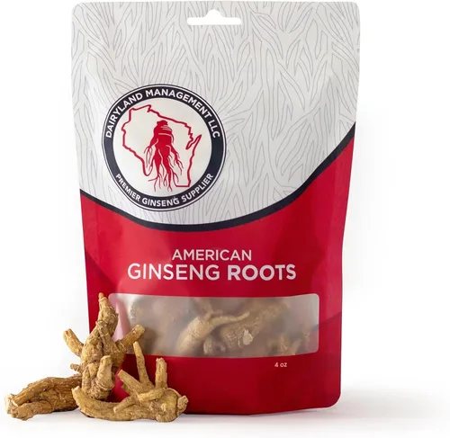 Dairyland American Ginseng Roots - Paquete de 4 onzas de raíz de ginseng Wisconsin, auténtico ginseng americano, sin OMG, ginseng entero sin gluten,