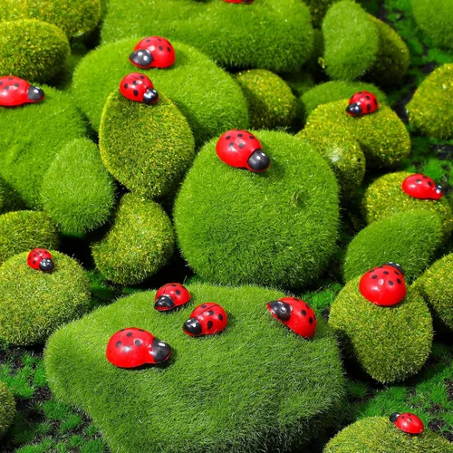 Miniatura 7 de Hicarer 100 piezas de decoración de mariquita para manualidades, mini resina de mariquita plana, colgantes de epoxi, pequeños adornos con caja