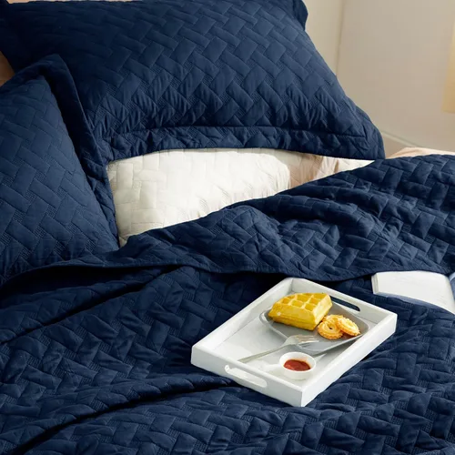 Miniatura 2 de Bedsure Colchas de tamaño King de gran tamaño, colchas ligeras de gran tamaño con patrón de tejido de canasta, juego de ropa de cama suave, juego