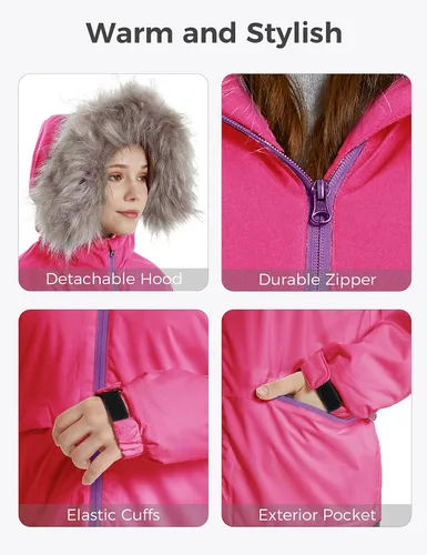 Miniatura 6 de Wantdo Chaquetas de snowboard para niña, impermeables, de forro polar, para invierno, resistente al viento