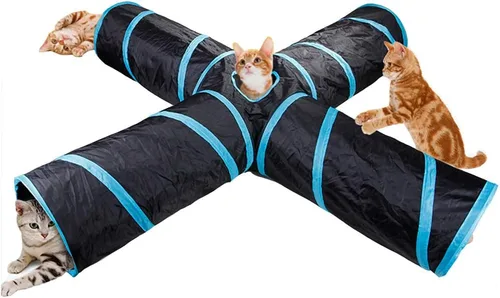 Miniatura 6 de Túneles para gatos, juguetes de juego arrugados, tubo plegable con laberinto de bolas, casa para gatos, mascotas, interactivos, para gatos, Túnel