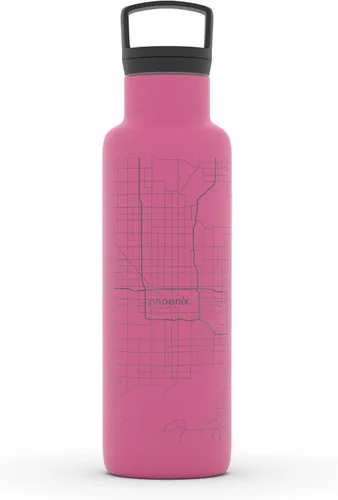 Miniatura 146 de Well Told Botella de agua aislada con mapa de Washington DC grabado, botella de acero inoxidable grabada (21 onzas, blanco) botella aislada de mapa